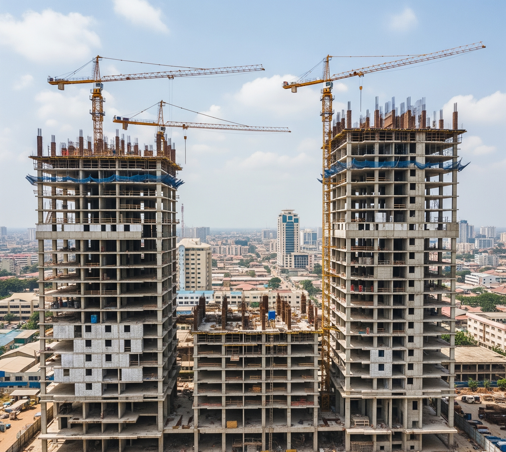 A well-stocked construction material supply yard