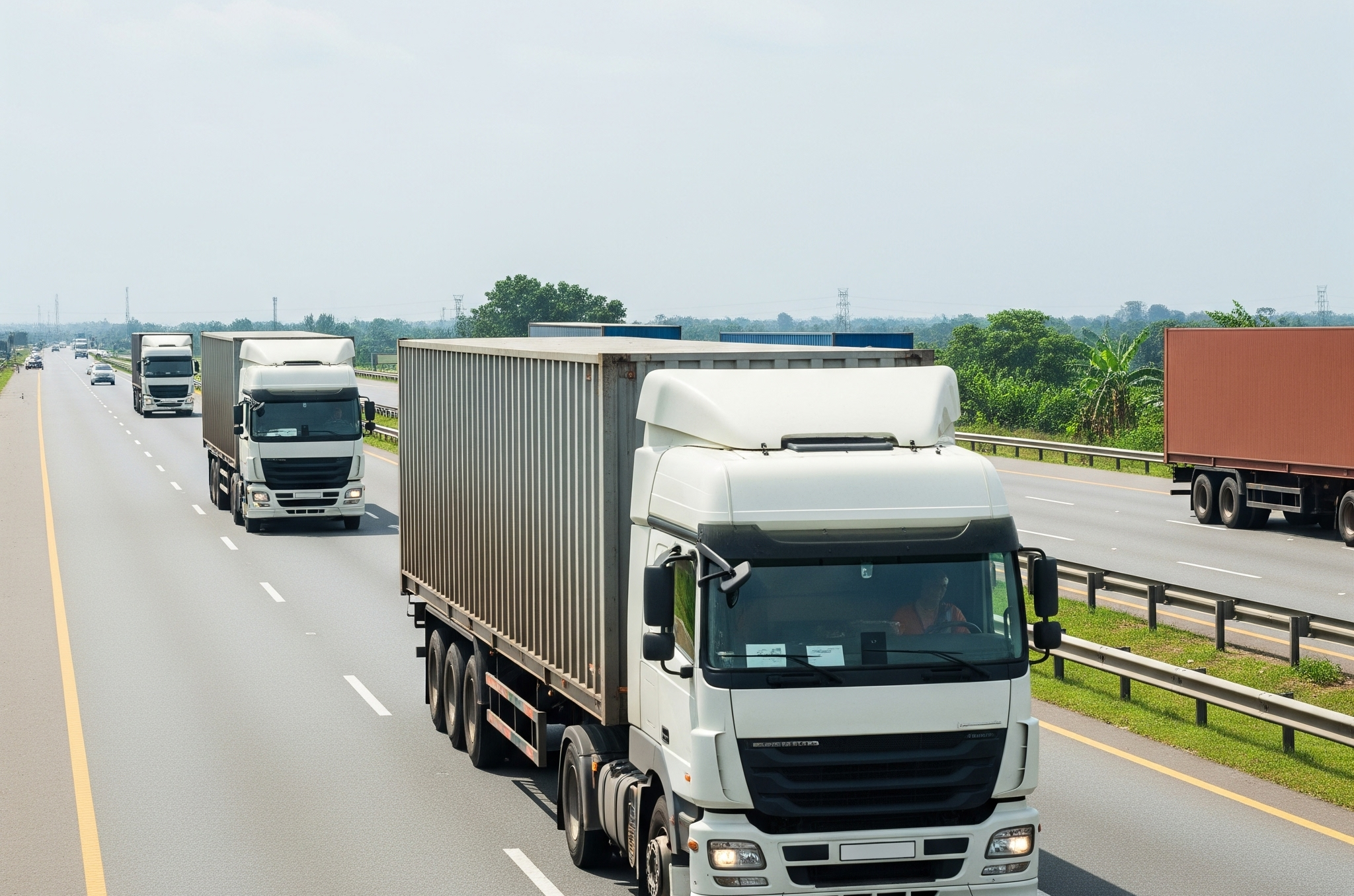 A fleet of Sprint G.S. trucks on a Nigerian highway